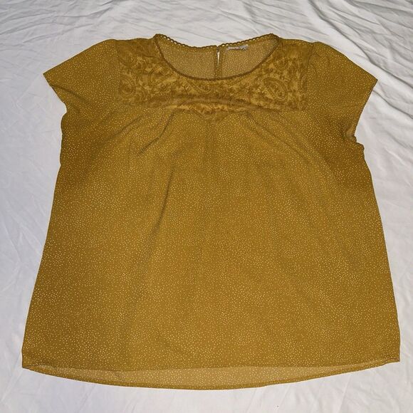 Perch Tops - Perch By Blu Pepper Top Womens 3XL Yellow Gold Trapeze Cap Sleeve Flowy Boho
